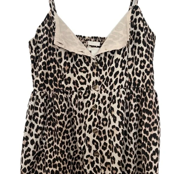 H & M Animal Print Midi Boho beach Linen Blend summer comfort dress - Picture 2 of 5